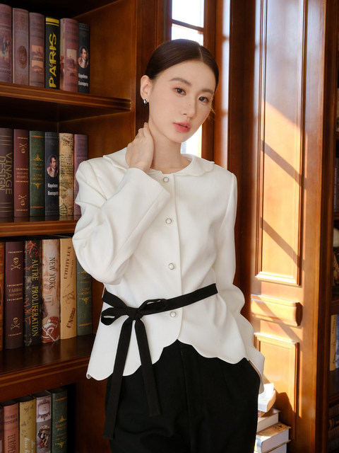 Xxning French-Style Wavy Edge Top and Casual Pants Set for Women, High-End and Elegant, Waist-Cinching Two-Piece Set
