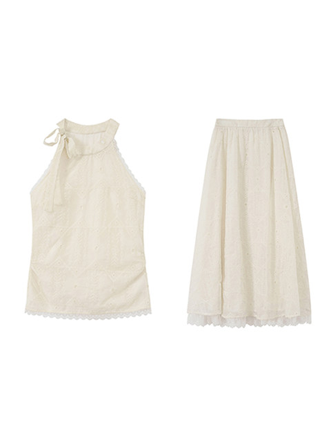 Xxning French Halter Top and Skirt Set for Women, New Autumn Fashion Casual Elegant Two-Piece Set