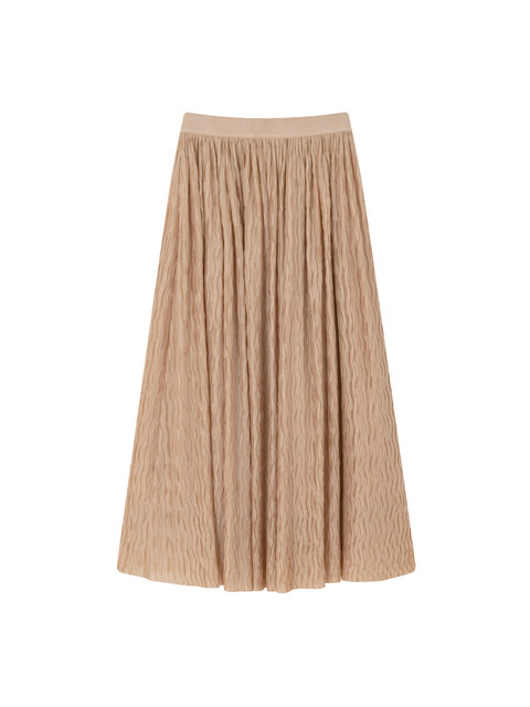 Xxning Textured Wrinkled Pleated Skirt for Women, New Autumn and Winter Style, Elegant High-Waisted A-Line Umbrella Skirt, Mid-Length Skirt