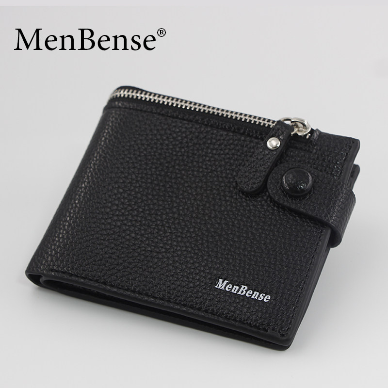 2022 new fashion men's wallet short European and American pu simple soft leather multi-card zipper buckle coin clip