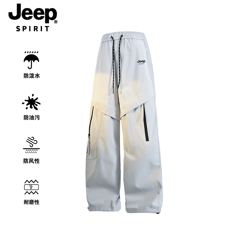 Jeep Spirit American-Style Outdoor Cargo Pants for Men and Women, Summer Three-Proof Loose Wide-Leg Pants, Casual Paratrooper Assault Pants