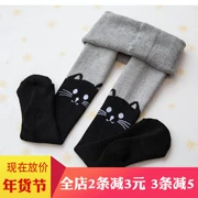 Cô gái quần lửng mùa thu và mùa đông trẻ em cộng với quần legging nhung dày bé cotton terry big boy trắng nhảy vớ