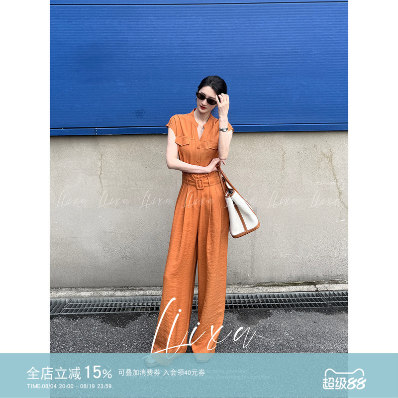 Liixu Summer Mature Style One-Piece Suit for Women, High-End and Elegant, High-Waisted, Slimming Straight-Leg Pants, Sleeveless Jumpsuit Liixu Summer Mature Style One-Piece Suit for Women, High-End and Elegant, High-Waisted, Slimming Straight-Leg Pants, Sleeveless Jumpsuit