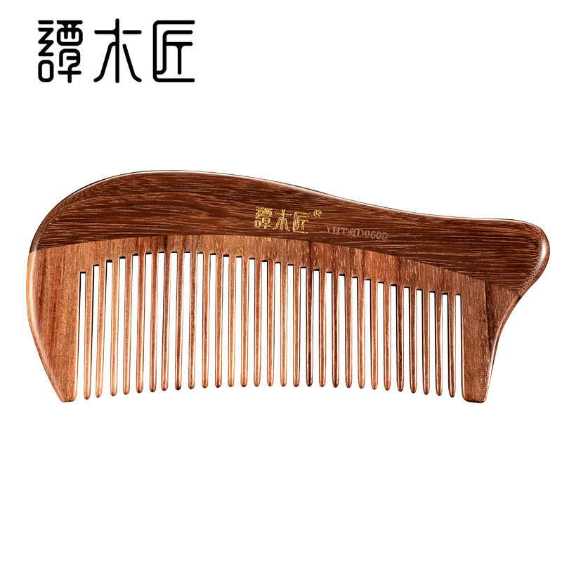 Tan Carpenter Combined Wood Comb TMD0603 Natural Iron Wood Bean Color Difference Big Mandarin Wood Lady Special Comb Lifelong Repair-Taobao