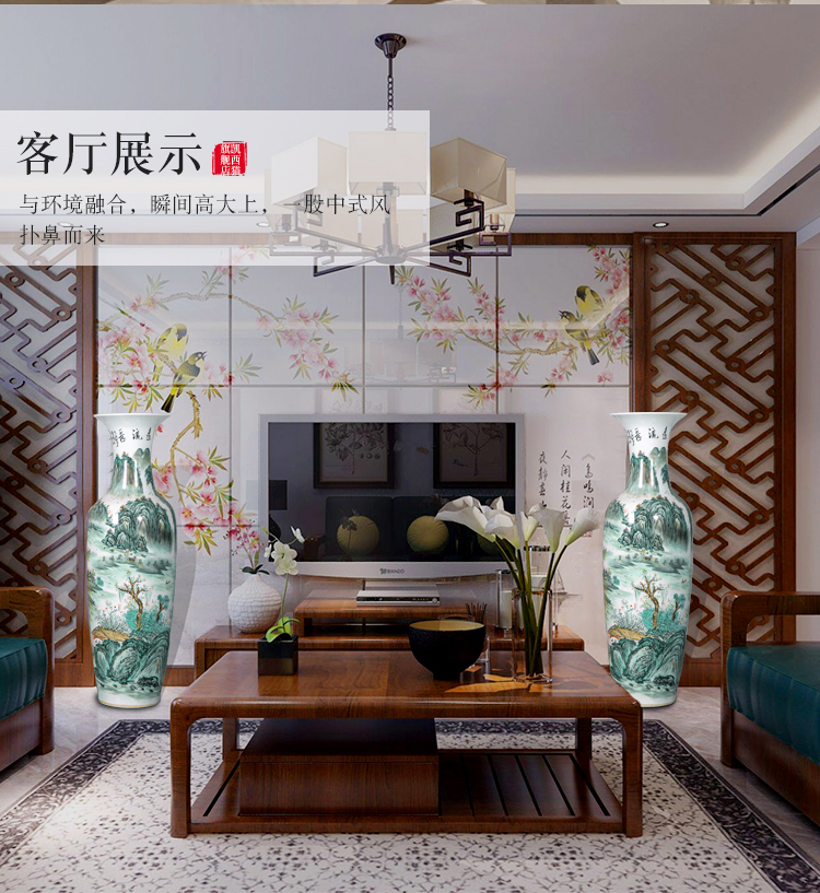 Jingdezhen porcelain has a long history in the hand of large vases, Chinese style living room beside the hotel decoration TV ark, furnishing articles