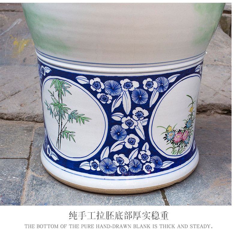 Jingdezhen ceramics hand - made big vase peony furnishing articles of new Chinese style living room floor decoration as hotel decoration