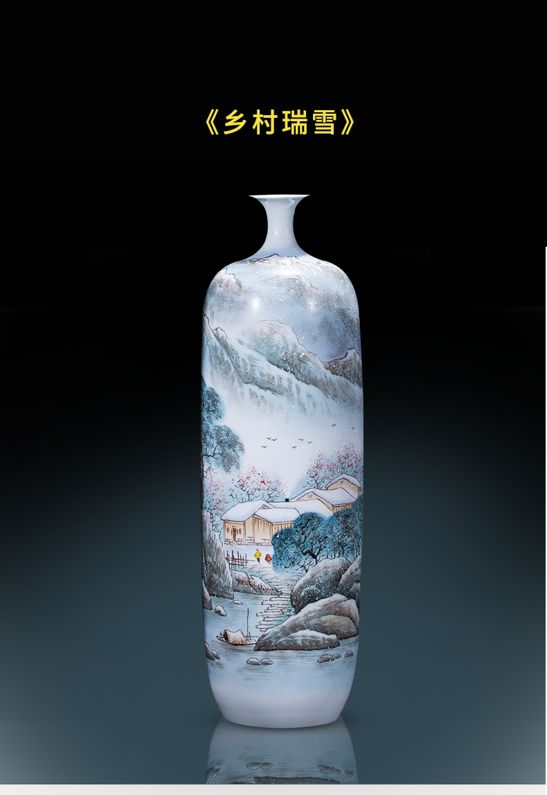 Jingdezhen ceramics by hand draw pastel landscape floor vases, new Chinese style adornment furnishing articles large living room