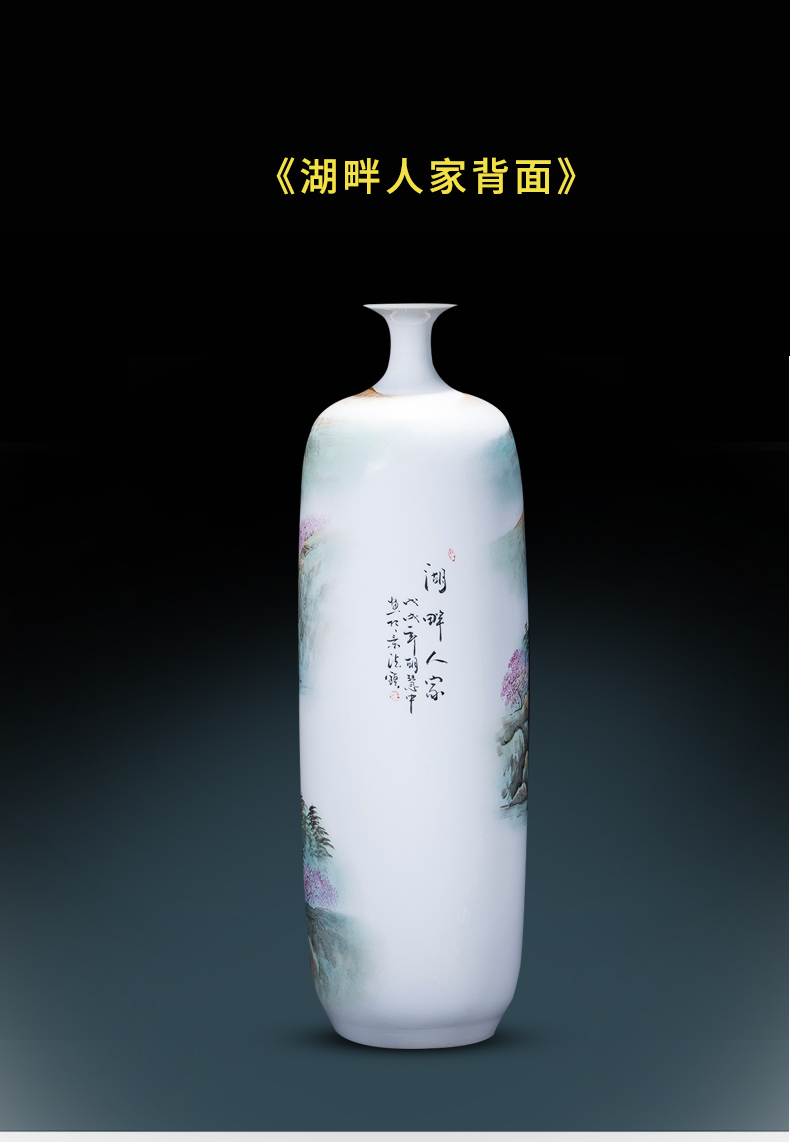 Jingdezhen ceramics by hand draw pastel landscape floor vases, new Chinese style adornment furnishing articles large living room