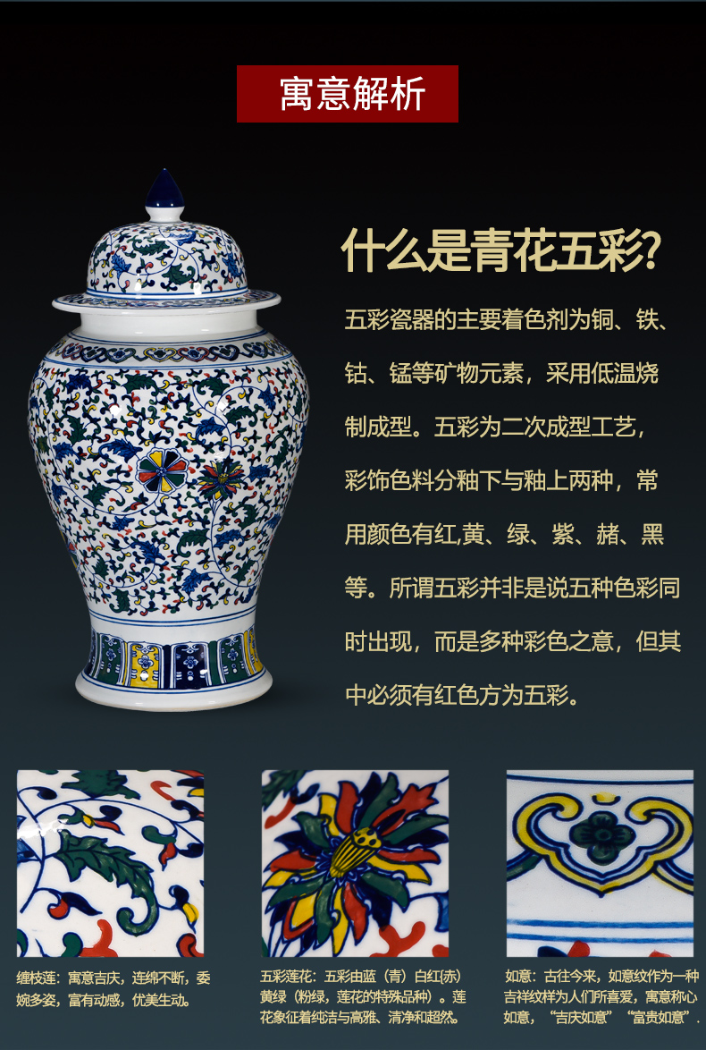 General antique porcelain jingdezhen ceramics vase colorful tank large sitting room porch decorate the Chinese style furnishing articles