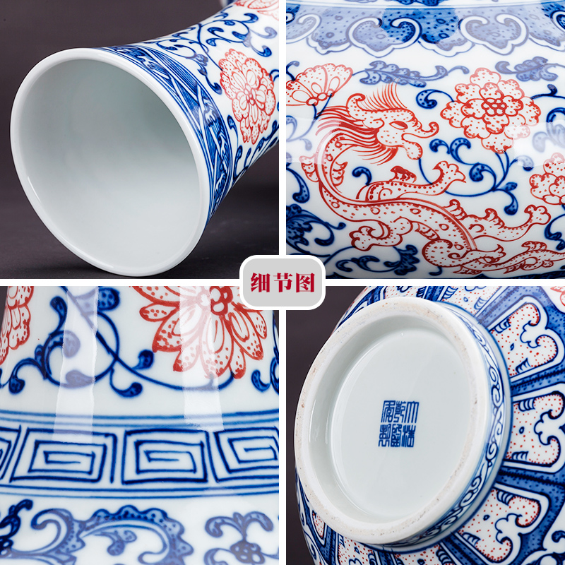 Jingdezhen blue and white ceramics youligong vases, flower arrangement home sitting room porch study adornment handicraft furnishing articles