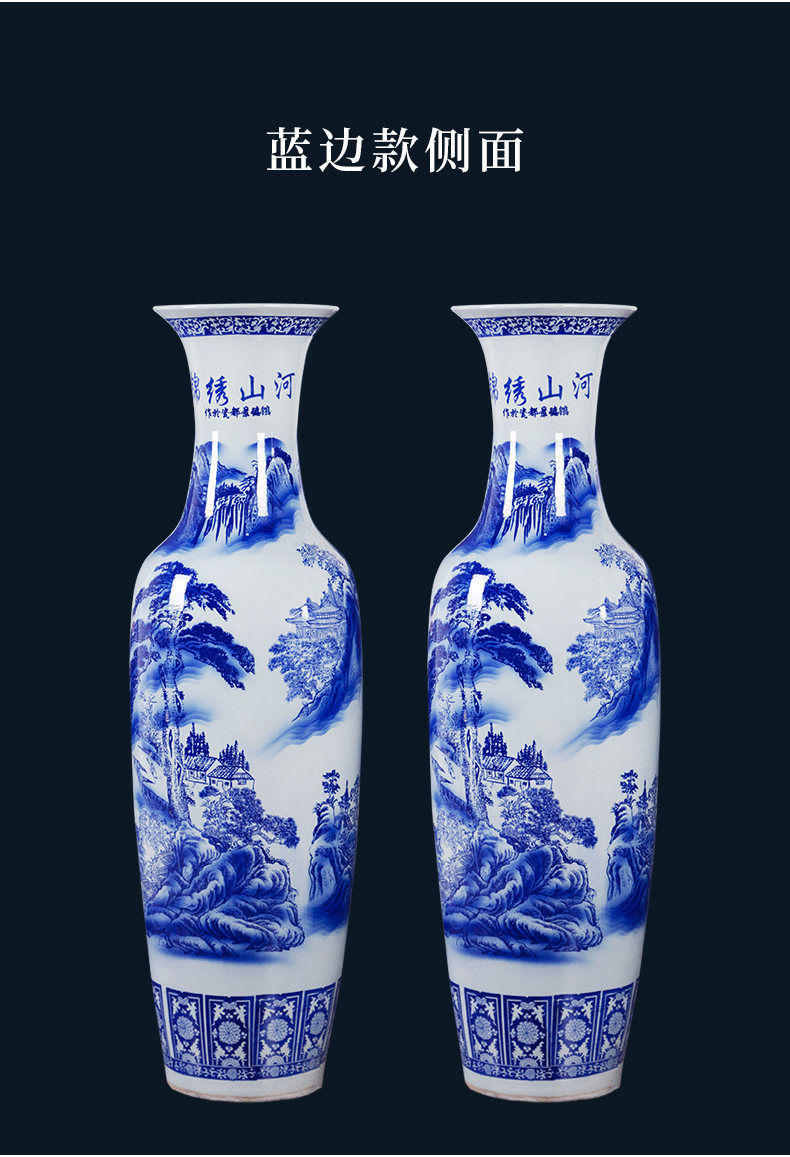 Jingdezhen ceramics big blue and white porcelain vase splendid sunvo hotel decoration furnishing articles be born a large living room