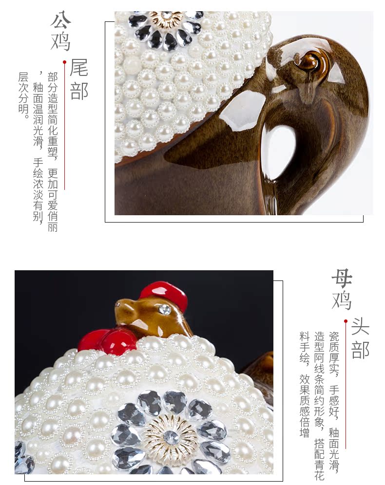 Jingdezhen ceramic up guinea fowl new sitting room of Chinese style household wine creative furnishing articles furnishing articles craft ornaments