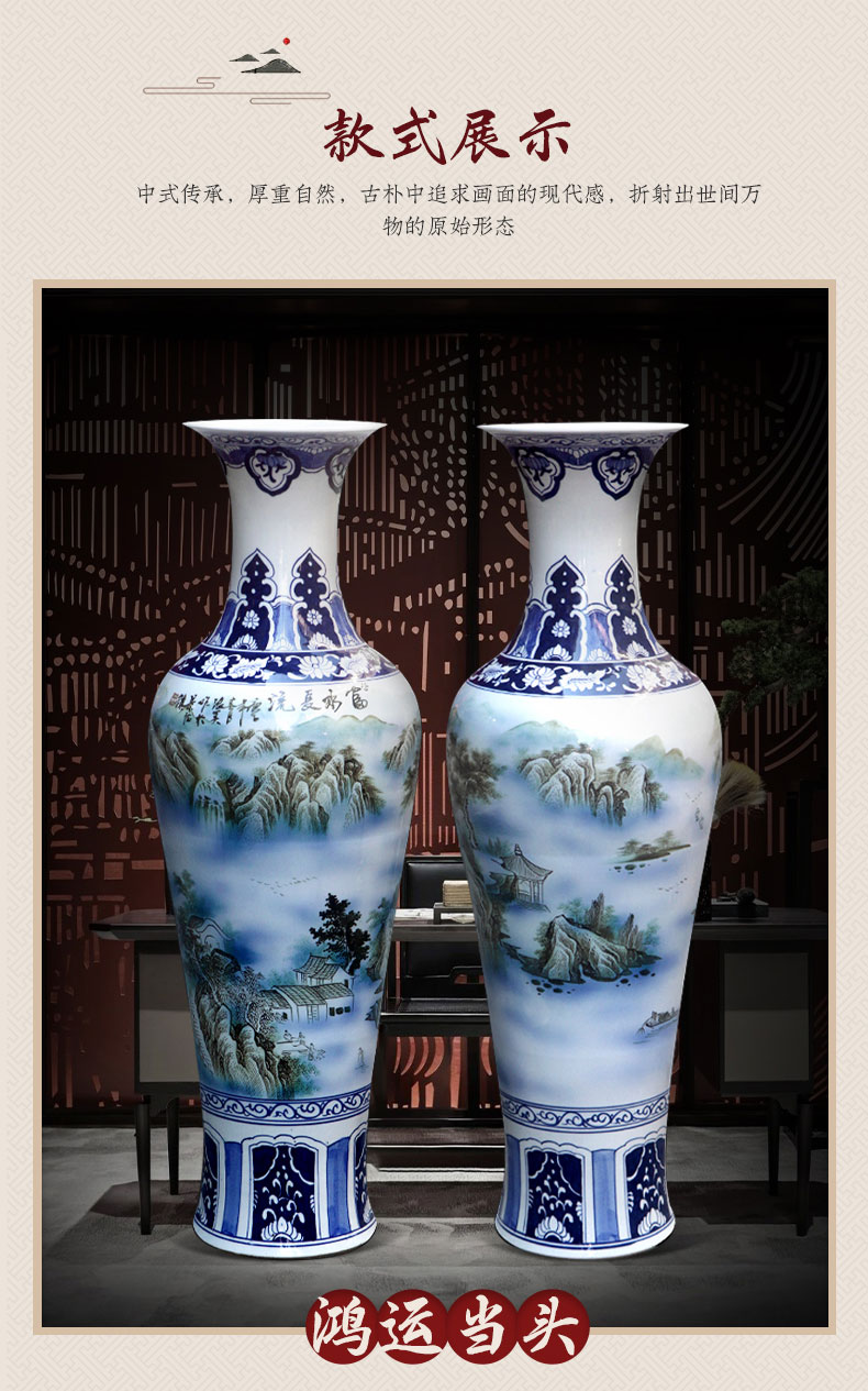 Jingdezhen ceramics of large vases, hand - made hotel opening gifts sitting room place of blue and white porcelain household act the role ofing is tasted