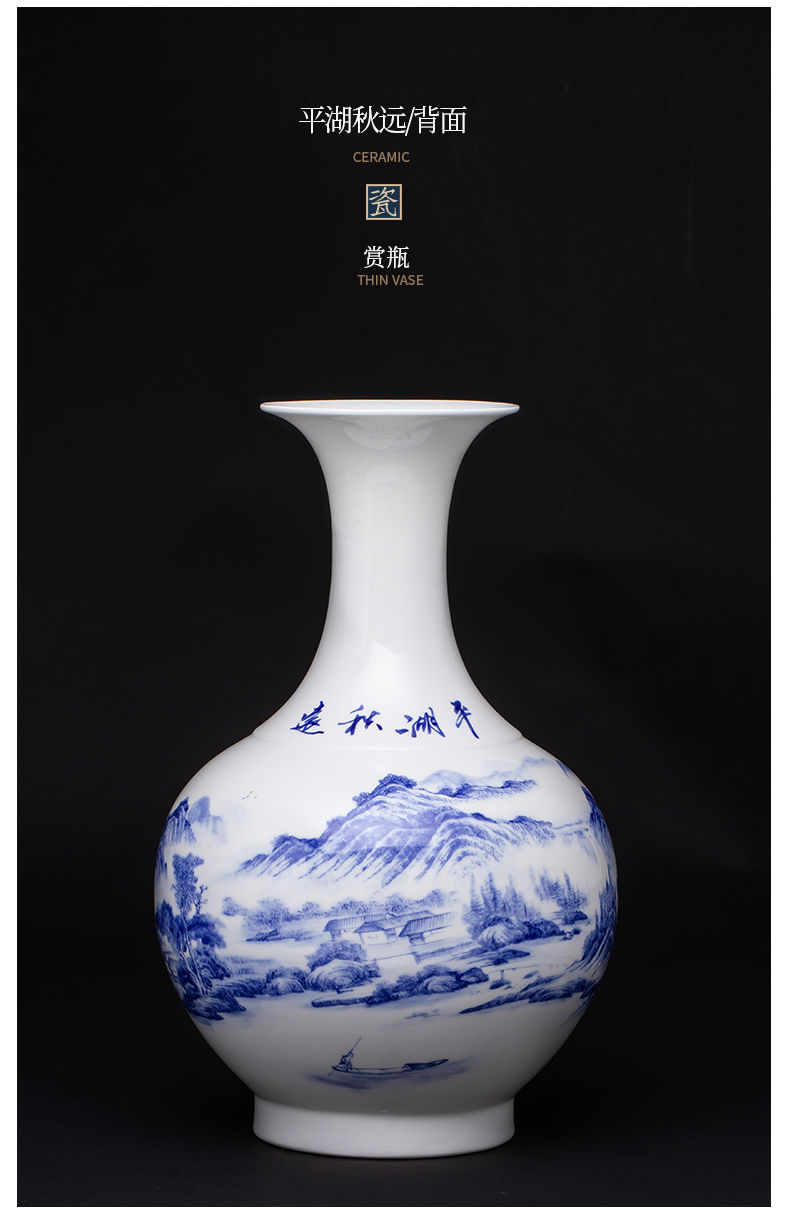 Blue and white porcelain vase furnishing articles of jingdezhen ceramics Chinese flower arranging rich ancient frame home decoration handicraft sitting room