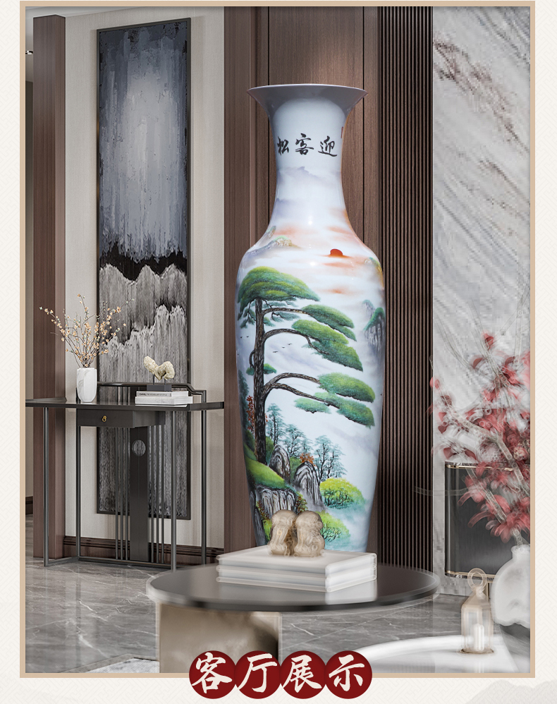 Jingdezhen ceramic large vases, hand - made guest - the greeting pine to heavy large sitting room hotel opening decorations furnishing articles