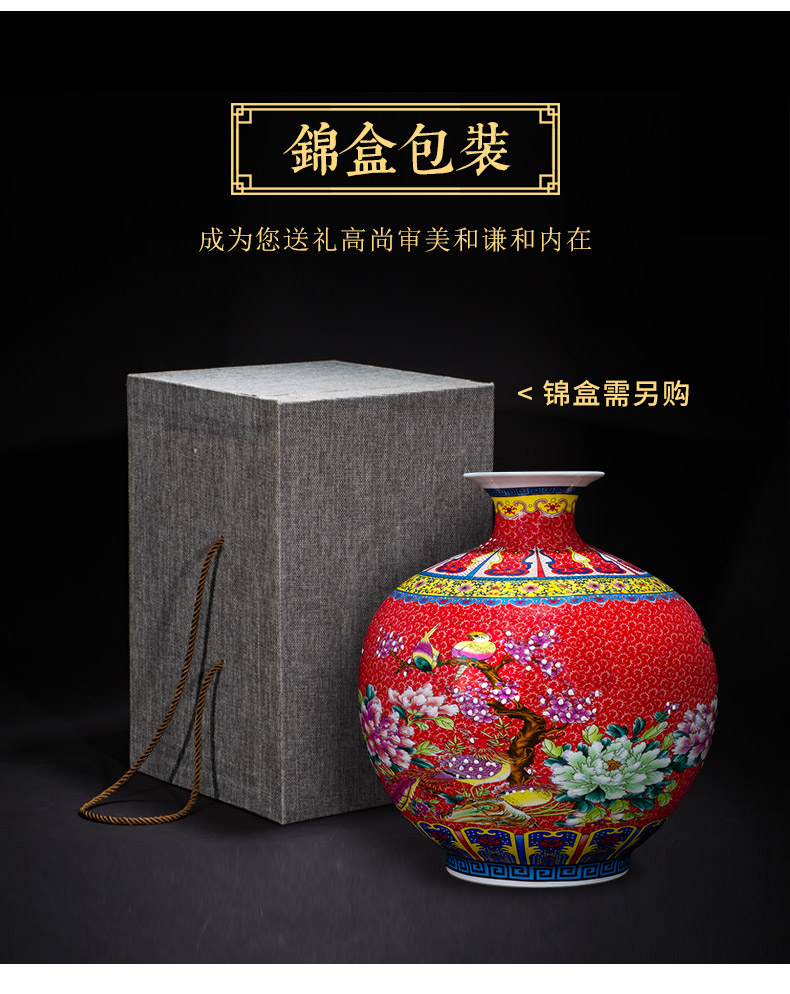 Jingdezhen ceramics enamel pomegranate flower vase furnishing articles sitting room of Chinese style household TV ark, flower arranging office decoration