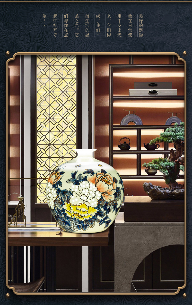 Jingdezhen ceramics vase hand - made paint pomegranate bottles of furnishing articles new Chinese flower arranging rich ancient frame sitting room adornment