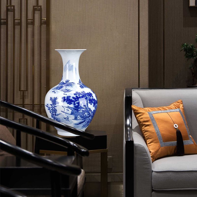 Jingdezhen ceramic blue and white porcelain vases, flower arranging new rich ancient frame the sitting room of Chinese style household decorations TV ark, furnishing articles