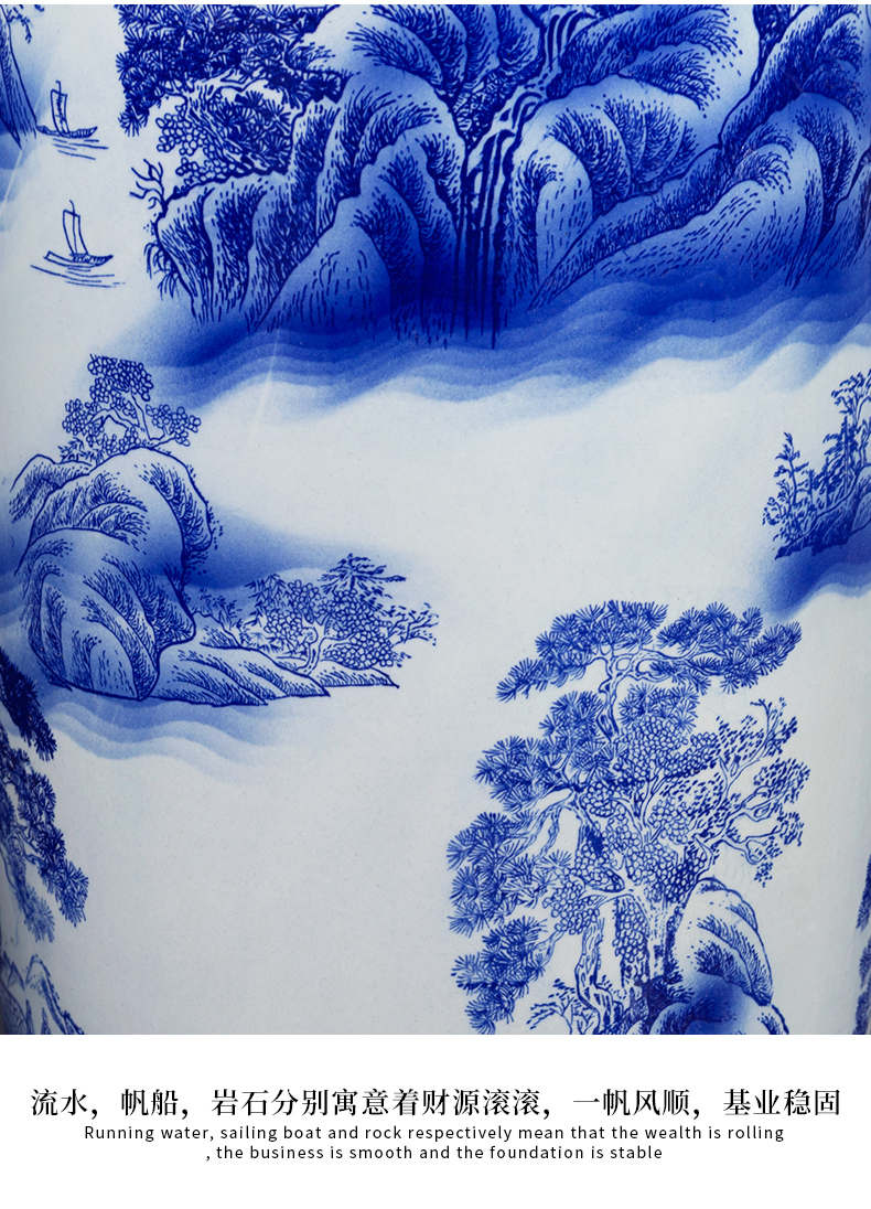 Jingdezhen ceramics big blue and white porcelain vase splendid sunvo hotel decoration furnishing articles be born a large living room