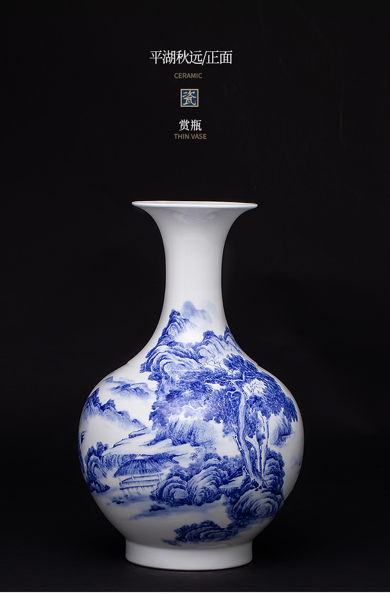 Blue and white porcelain vase furnishing articles of jingdezhen ceramics Chinese flower arranging rich ancient frame home decoration handicraft sitting room