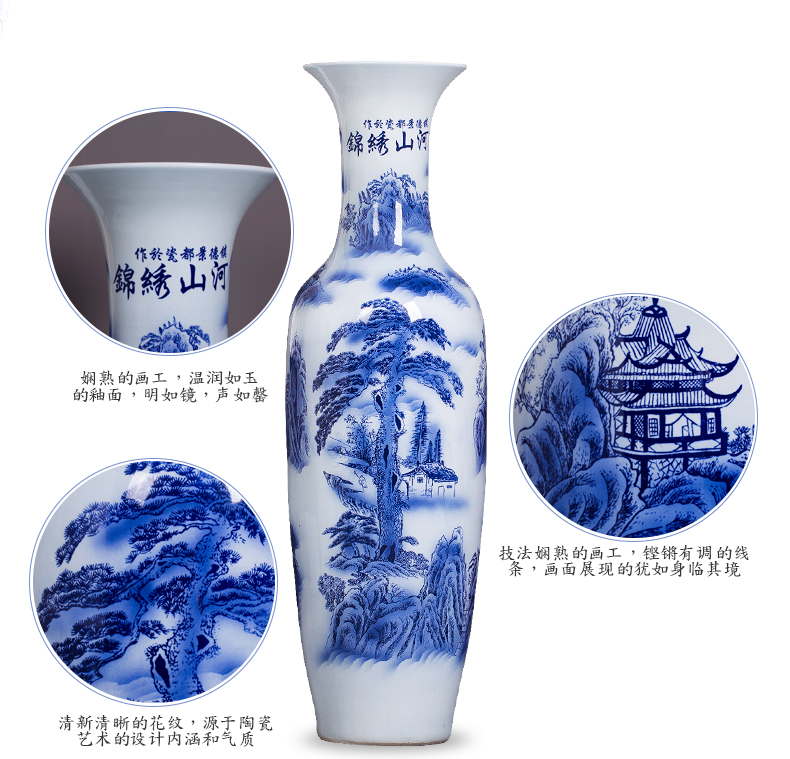 Chinese blue and white porcelain of jingdezhen ceramics of large vase furnishing articles sitting room adornment to heavy large hotel