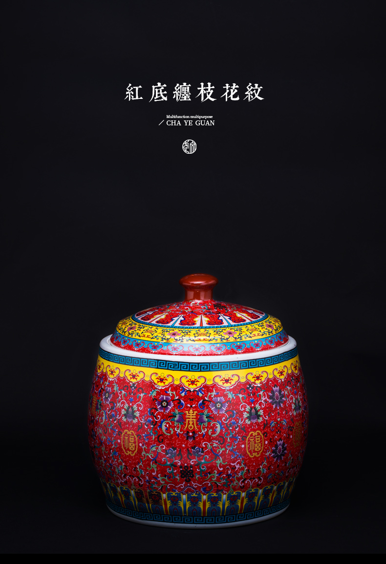 Jingdezhen ceramics colored enamel sitting room of Chinese style restoring ancient ways home decoration handicraft furnishing articles barrel storage tanks