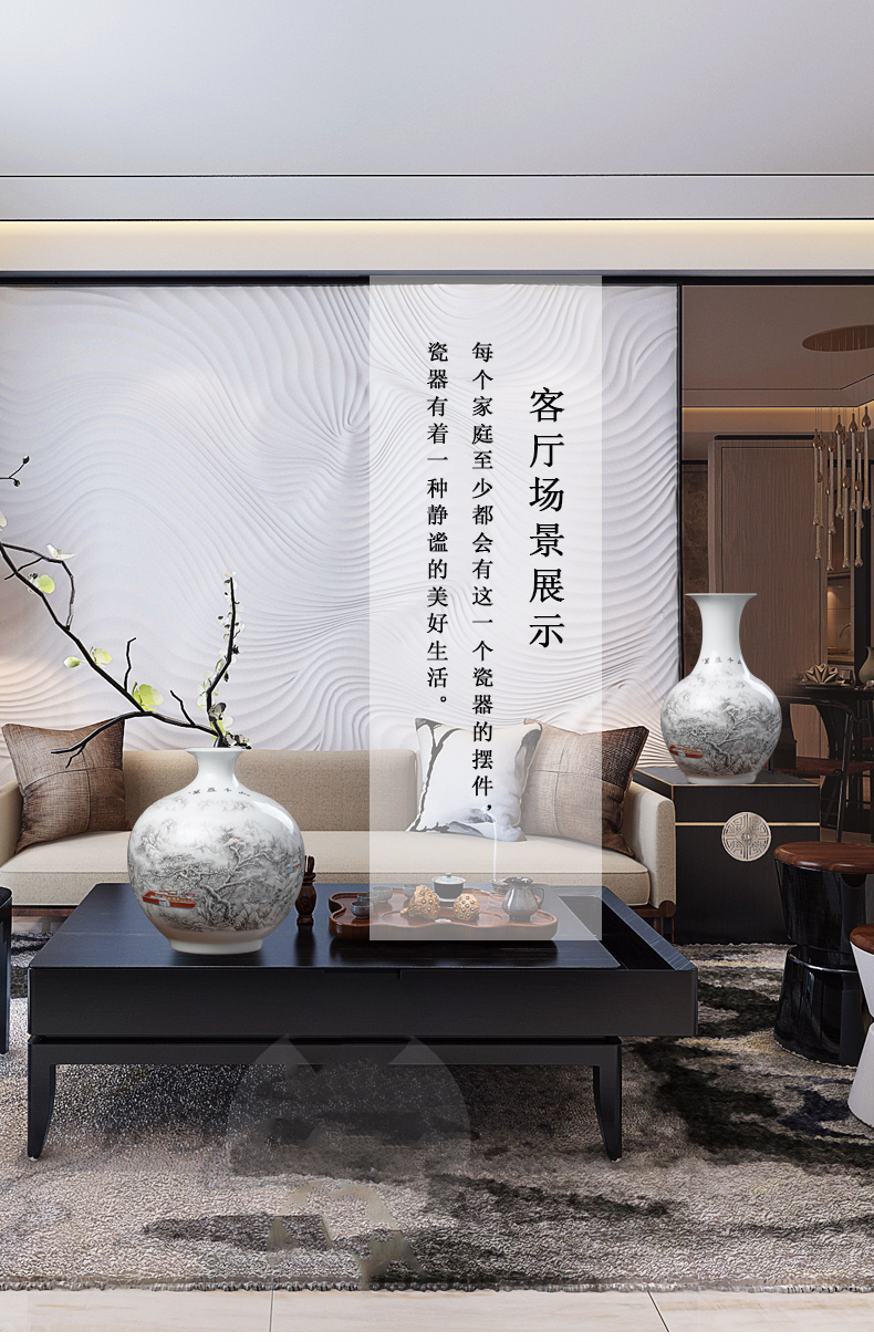 Jingdezhen ceramics snow vase furnishing articles flower arranging home decoration of Chinese style living room TV ark, handicraft decoration