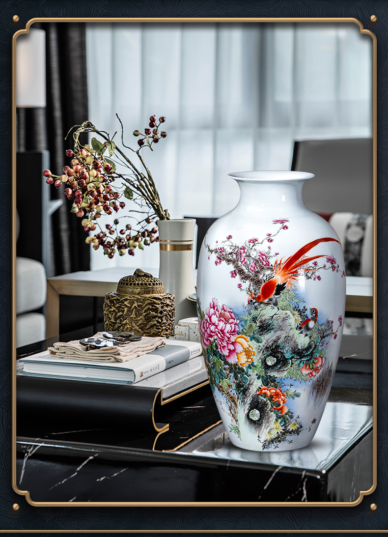 Jingdezhen ceramic hand - made flower arranging furnishing articles rich ancient frame decoration as TV ark, desktop new Chinese vase in the living room