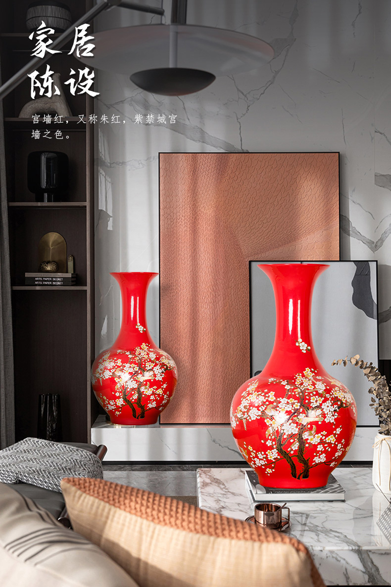 Beaming Chinese jingdezhen ceramics red vase bedroom adornment study of new Chinese style porch place