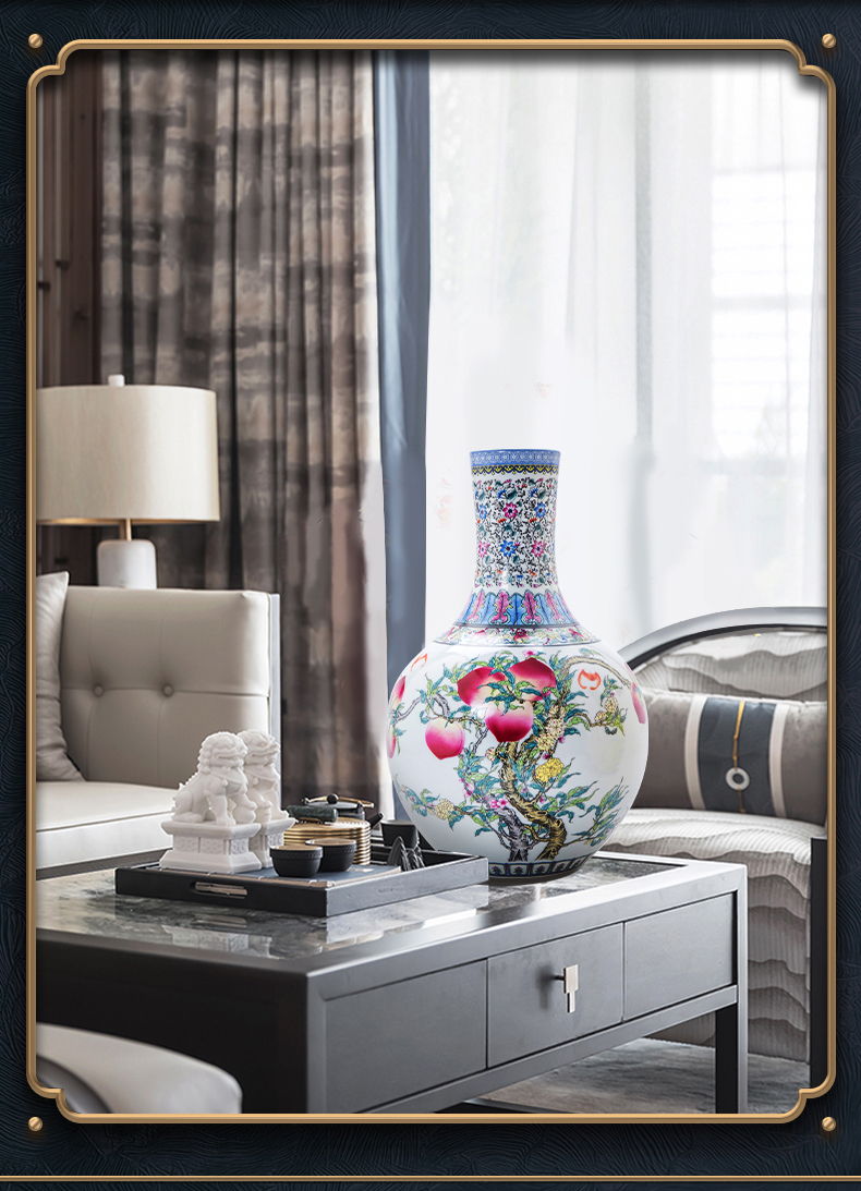 Jingdezhen ceramic antique qianlong pastel celestial vase hand - made porcelain household of Chinese style living room furnishing articles of handicraft
