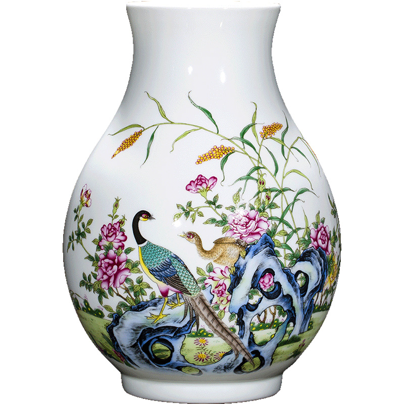 Jingdezhen ceramics vase dry flower arranging wide expressions using lucky bamboo new Chinese style household wine sitting room adornment is placed