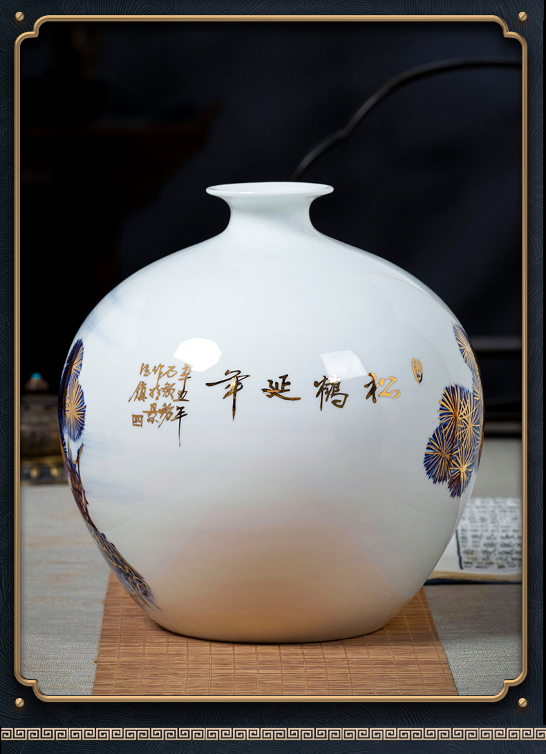 Jingdezhen ceramics vase hand - made paint pomegranate bottles of furnishing articles new Chinese flower arranging rich ancient frame sitting room adornment