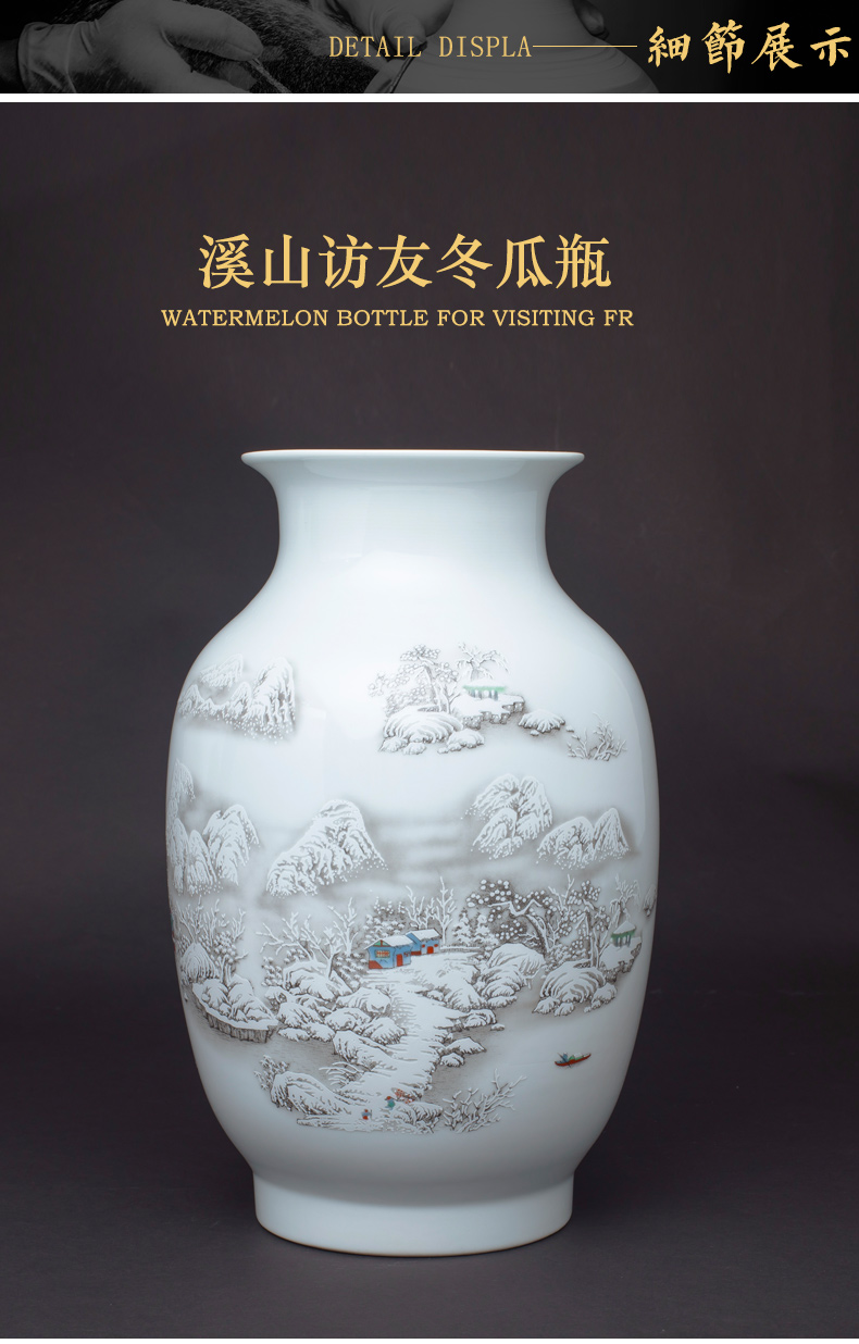 Jingdezhen ceramics snow vase furnishing articles flower arranging home decoration of Chinese style living room TV ark, handicraft decoration