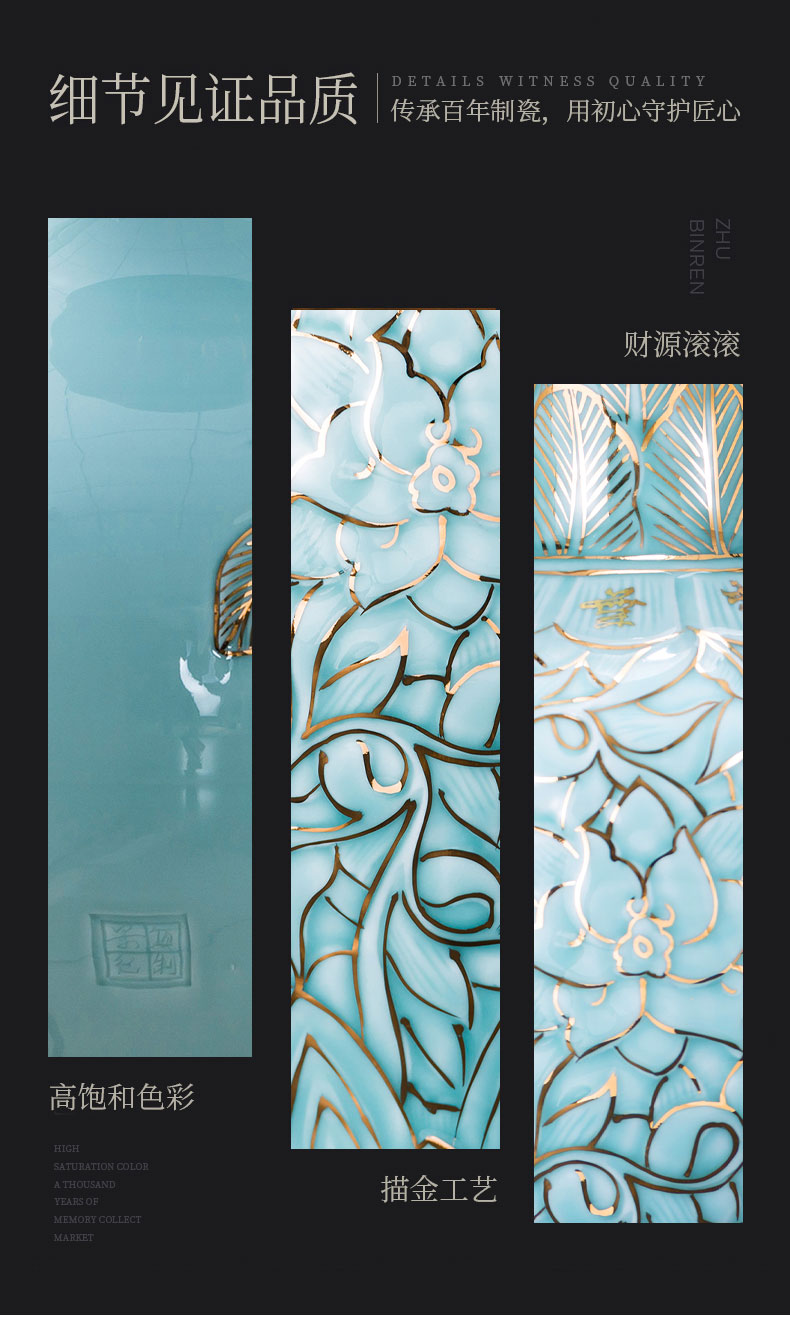 Jingdezhen ceramic hand - made paint vases, flower arranging new Chinese style living room rich ancient frame furnishing articles home decorative arts and crafts