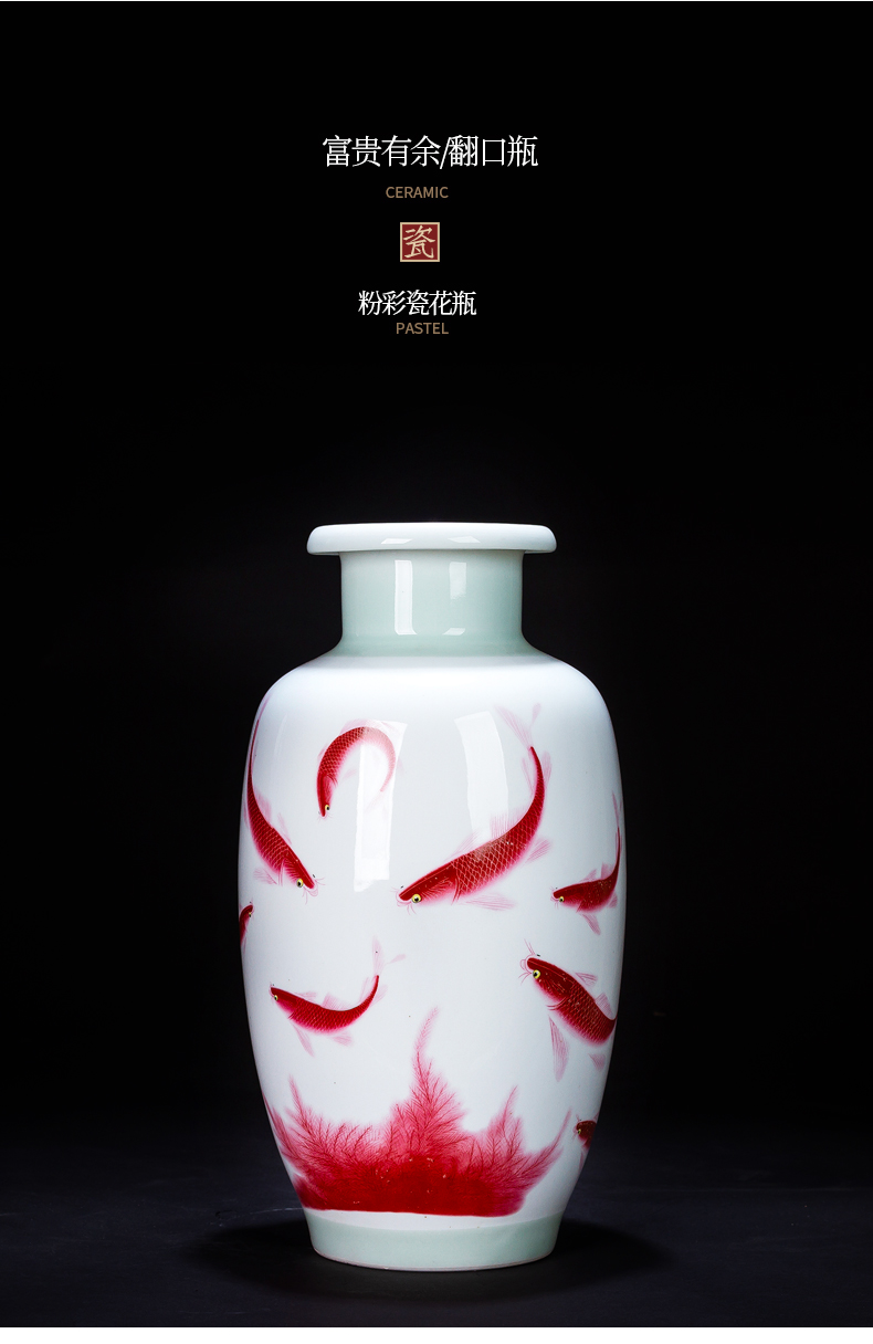 Jingdezhen ceramics powder enamel vase well - off Chinese penjing household act the role ofing is tasted rich ancient frame sitting room adornment