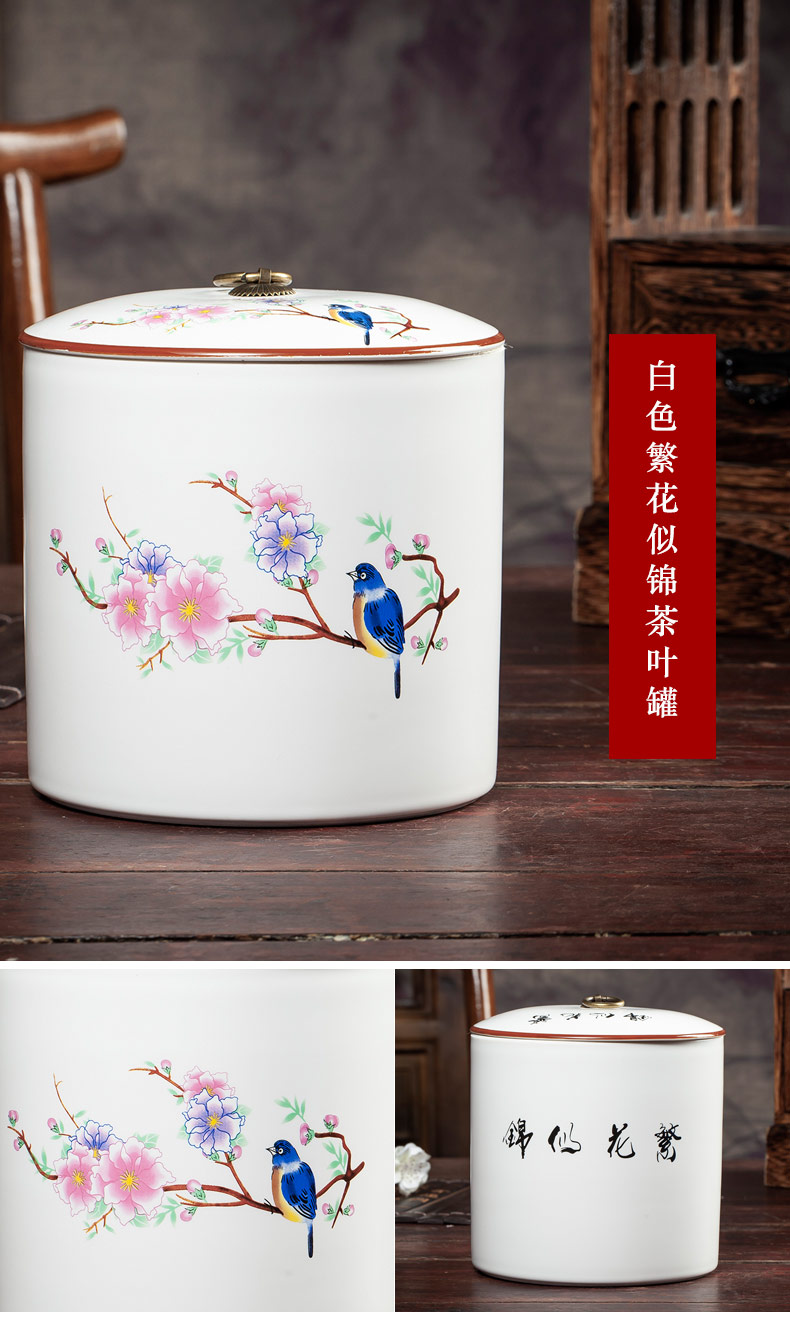 Chinese jingdezhen ceramics caddy fixings large inferior seal pot moistureproof household puer tea storage tanks on figure