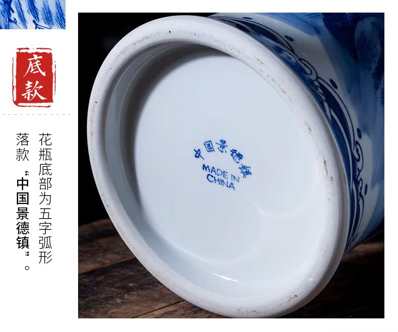 High hand made white mud of jingdezhen blue and white porcelain vase ceramics furnishing articles of Chinese style home decoration rich ancient frame sitting room