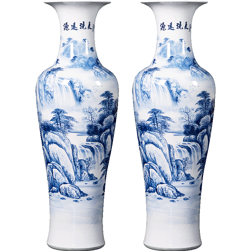 Jingdezhen blue and white tail hand - made ceramics has a long history of large vase sitting room hotel decoration furnishing articles