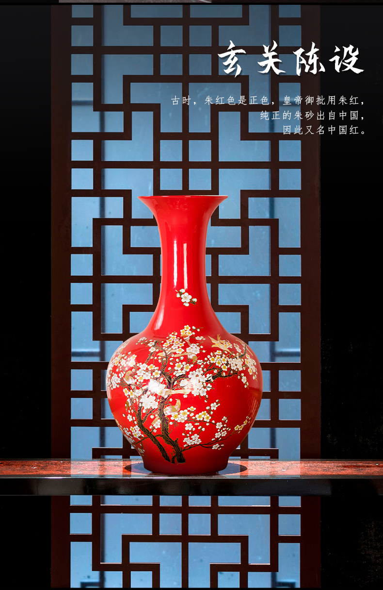 Beaming Chinese jingdezhen ceramics red vase bedroom adornment study of new Chinese style porch place