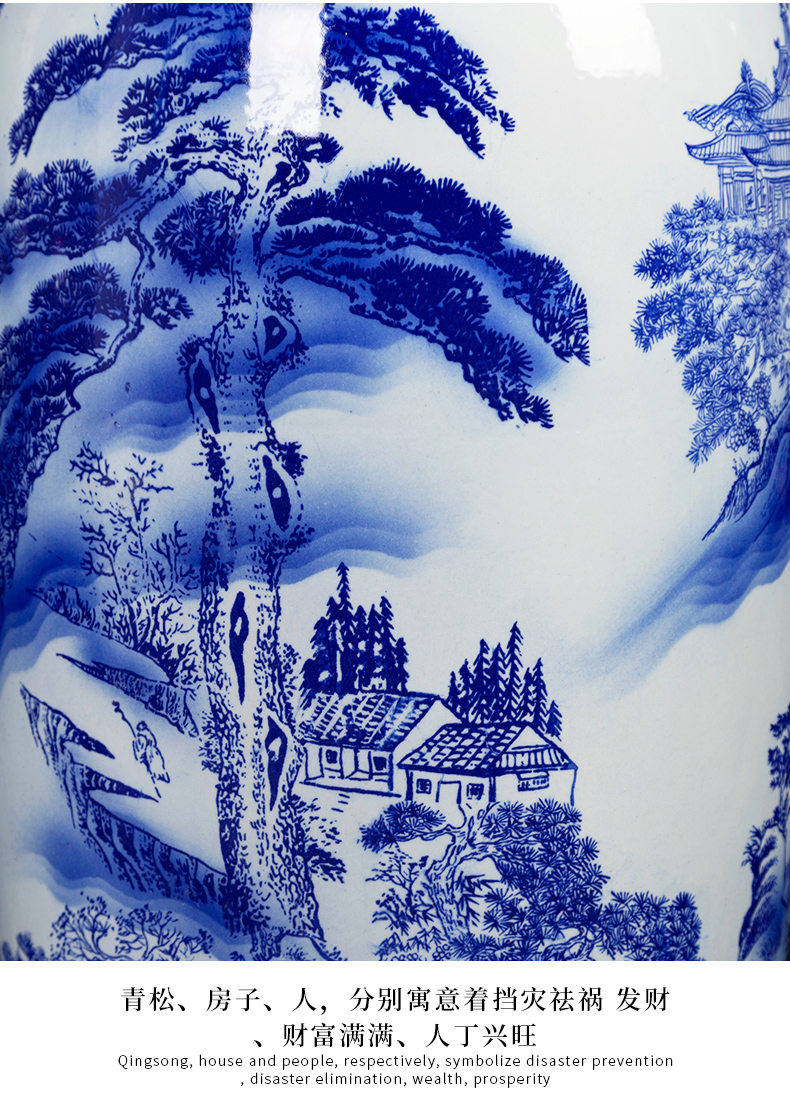 Jingdezhen ceramics big blue and white porcelain vase splendid sunvo hotel decoration furnishing articles be born a large living room