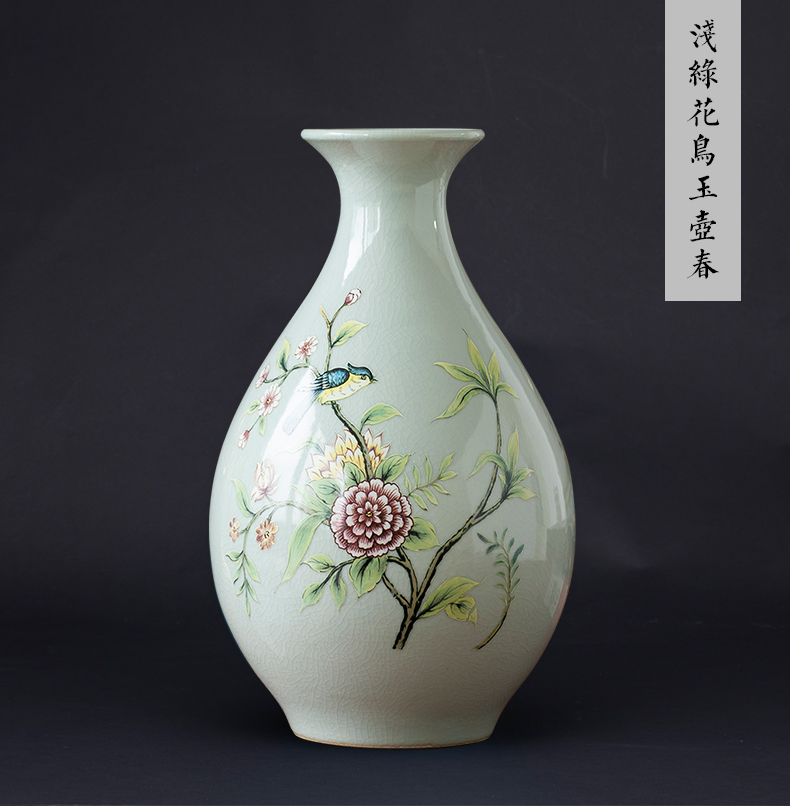 Jingdezhen ceramics vase furnishing articles of Chinese style living room TV cabinet home decoration style of the ancients blue okho spring arranging flowers