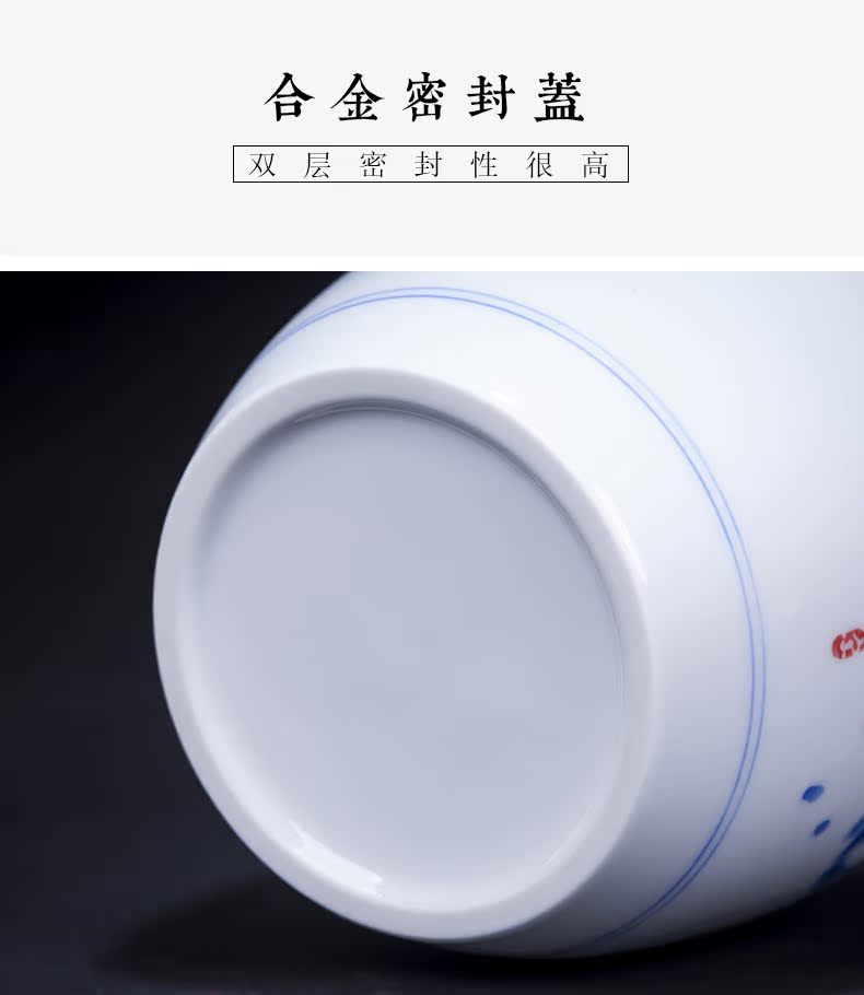 Jingdezhen hand - made high white clay ceramic tea pot moistureproof receives half jins to Chinese style household seal storage tanks