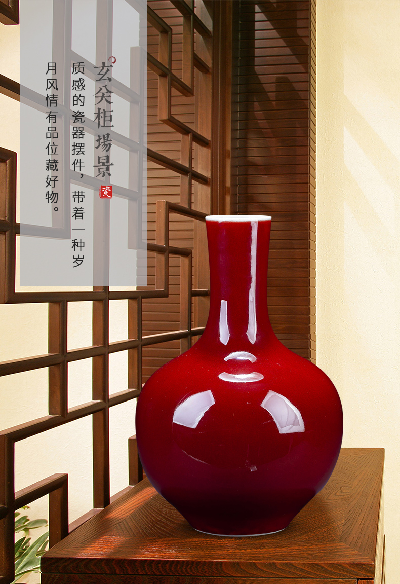 Jingdezhen ceramic antique ji red vases, flower arranging rich ancient frame the sitting room of Chinese style household furnishing articles large tree