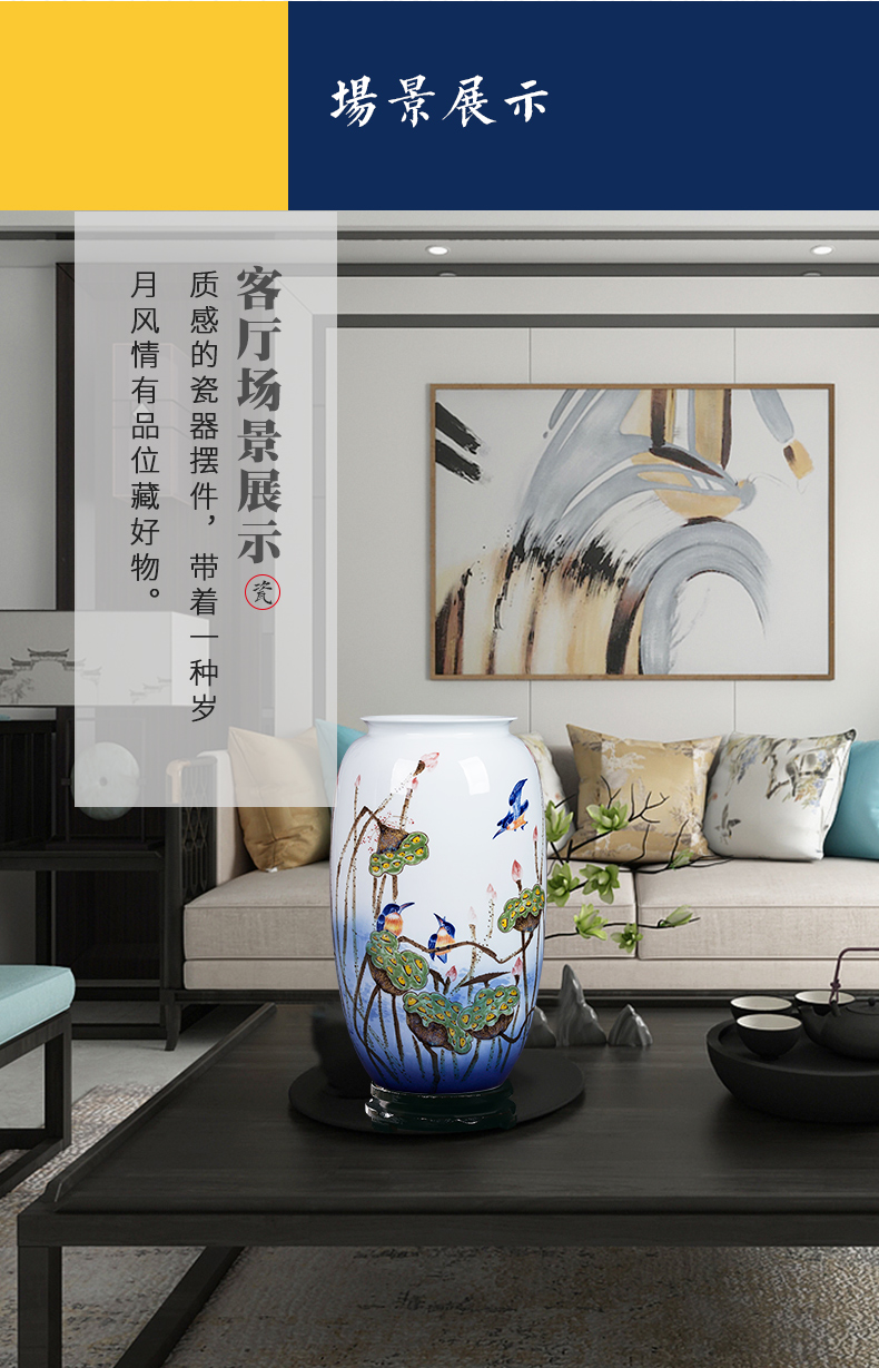 Jingdezhen ceramic masters hand draw blue and white porcelain vase furnishing articles of Chinese style household living room TV cabinet flower decorations