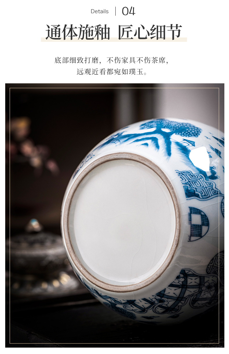 Jingdezhen ceramic tea pot seal pot of new Chinese style household she prevention of blue and white porcelain storage moistureproof furnishing articles large