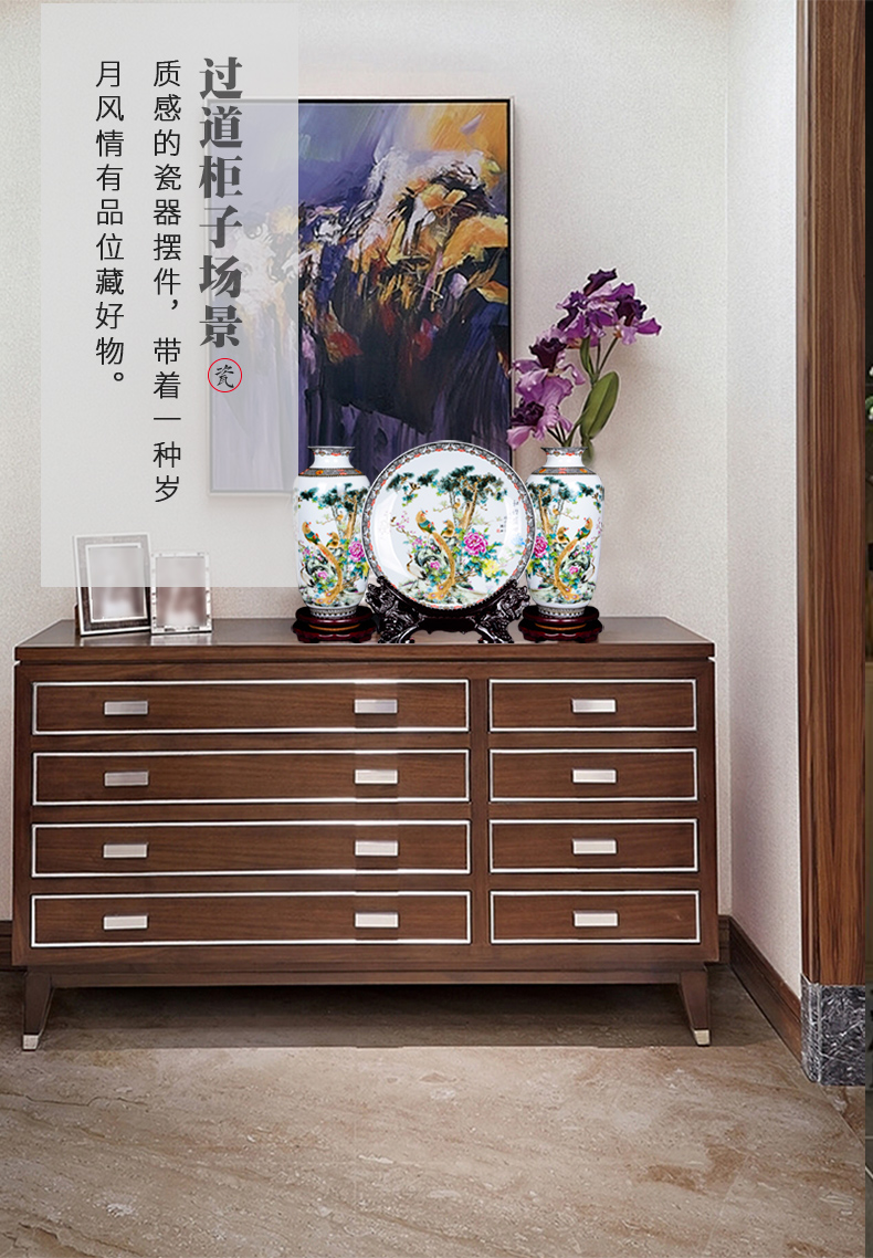 Jingdezhen ceramics three - piece floret bottle decoration in Chinese landscape painting home flower arrangement sitting room adornment is placed