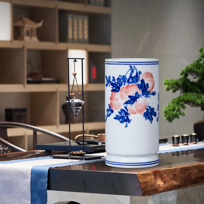 Jingdezhen ceramic thin foetus hand - made of blue and white porcelain brush pot study desktop office furnishing articles porcelain decoration gifts