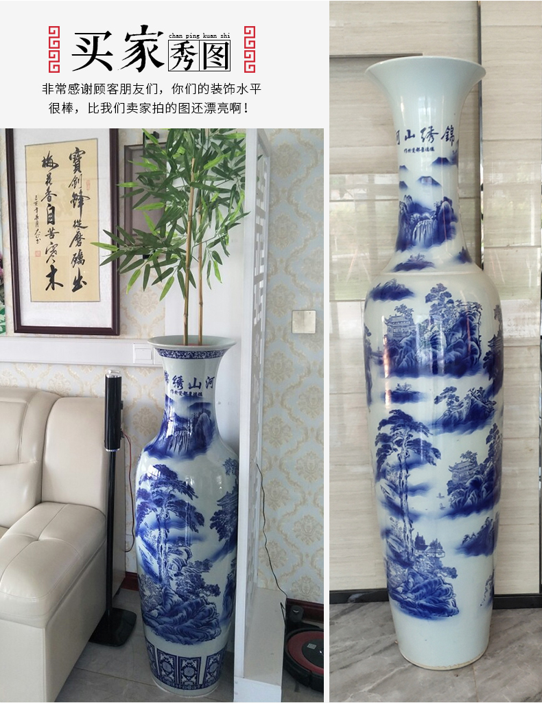 Jingdezhen ceramics big blue and white porcelain vase splendid sunvo hotel decoration furnishing articles be born a large living room