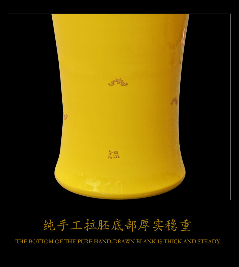 Jingdezhen ceramic yellow a thriving business of large vases, Chinese style living room decorations to heavy office furnishing articles