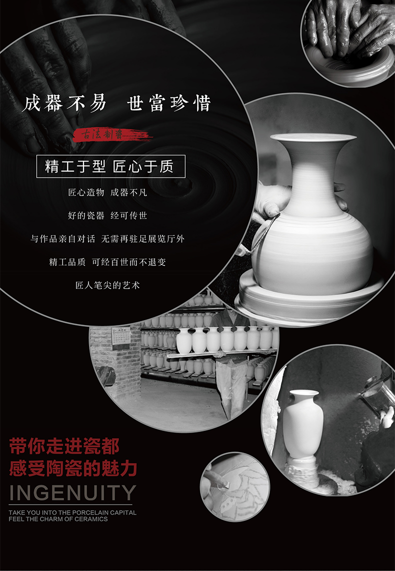 Jingdezhen ceramic hand - made luck of large vases, new Chinese style hotel adornment to heavy large living room